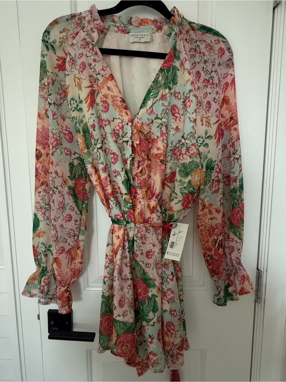 Dress Forum Floral Wrap Dress - Pink, Green, Orange